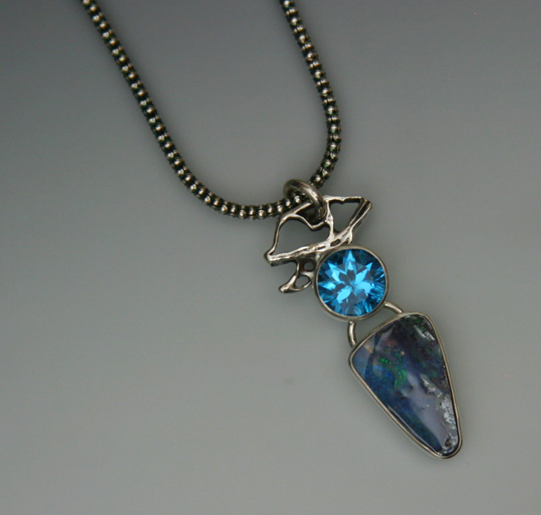 small blue topaz and opal